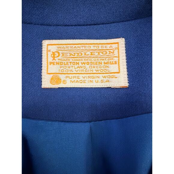 VTG Pendleton Women's Size S M 100% Virgin Wool Navy Blue Blazer Jacket USA Made - Picture 3 of 9